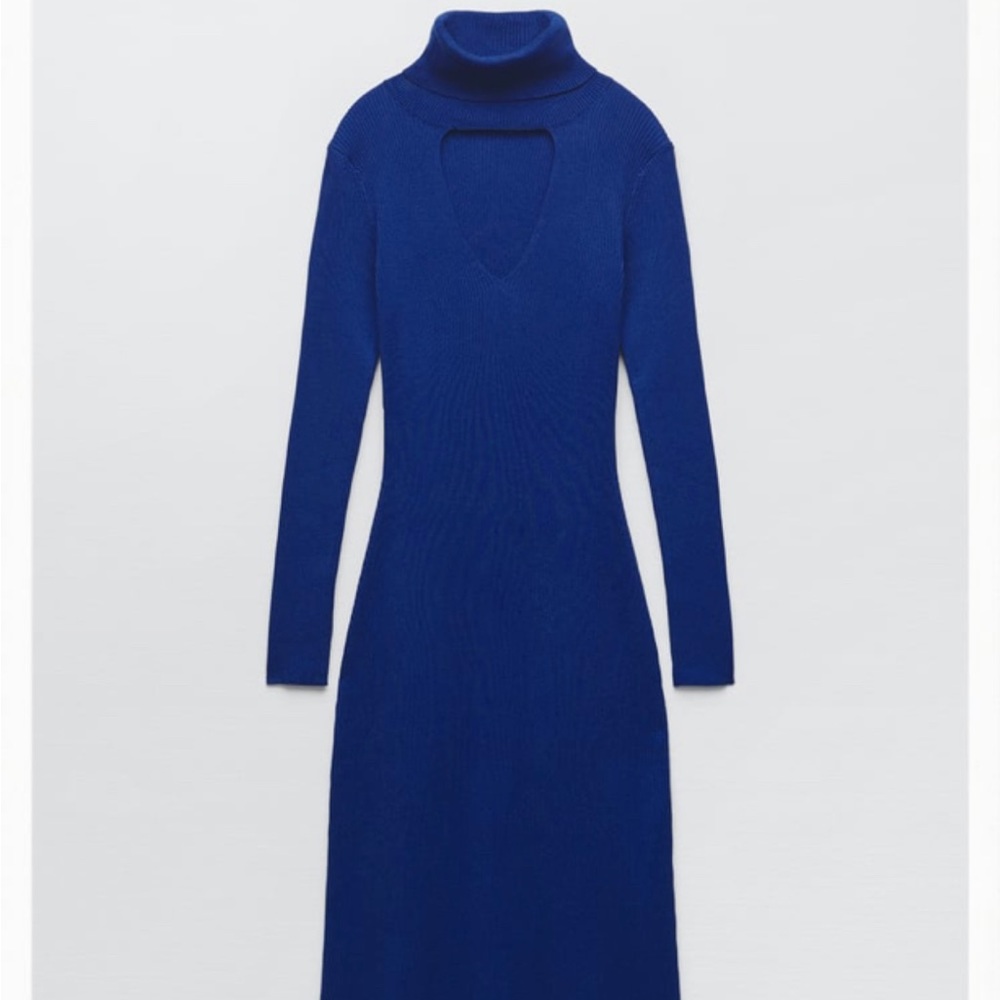 Zara NWT Long Knit Dress With Cut Out